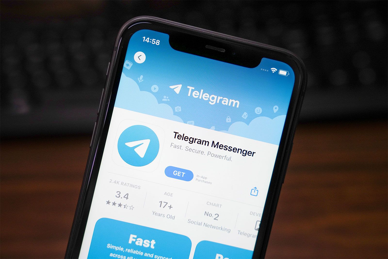 the-telegram-messenger-app-is-displayed-in-the-app-store-on-an-iphone-telegram-app-logo